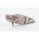 Early Victorian silver novelty whistle in the form of a dog’s head.