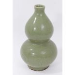 Chinese celadon glazed vase, of double gourd shape