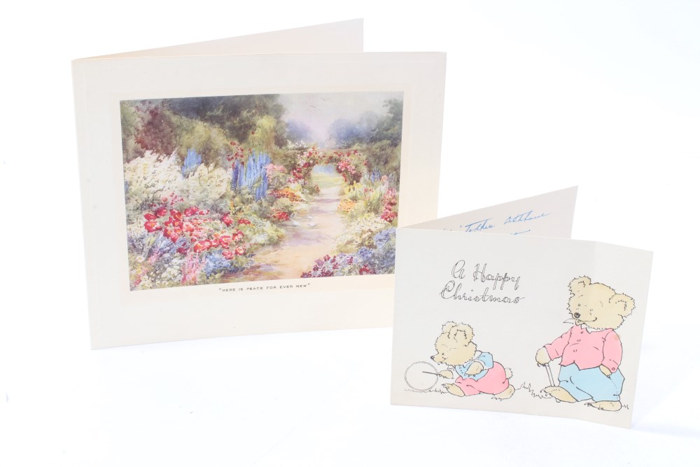 H.M. Queen Mary, two signed Christmas cards for 1947 and 1948