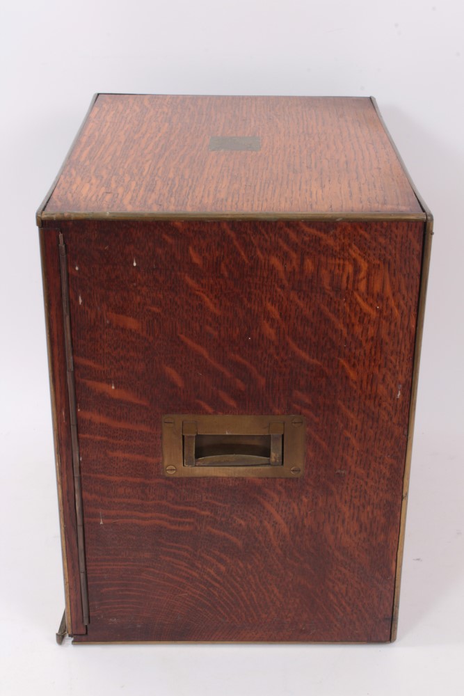 Late 19th century brown oak and brass mounted collectors cabinet - Image 3 of 6