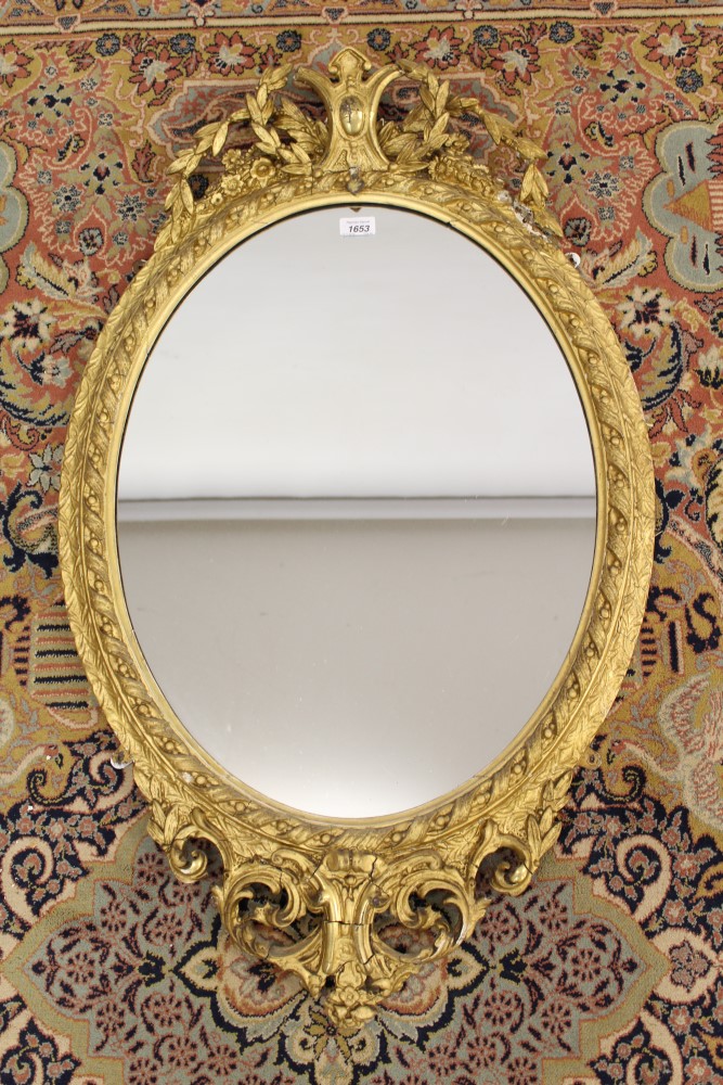 Victorian oval gilt framed mirror