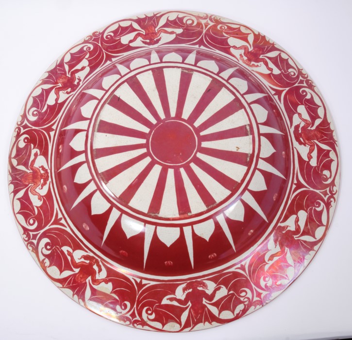 William de Morgan ruby lustre charger/shallow dish - Image 2 of 4