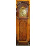 Early 18th century longcase clock, with eight day striking movement, brass 12inch breakarch dial,
