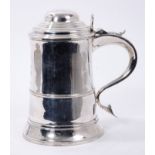 George III silver tankard with later silver cover