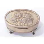 Edwardian silver trinket box of oval form with hinged cover