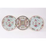 Pair 18th century Chinese famille rose export dishes