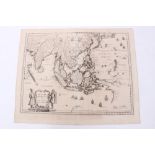 Guijelmus Blaeu (1571-1636) engraved map - ‘India Orientalis et Insulae Adiecentes’, 27 x 34cm