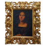 19th century Italian school oil on canvas - portrait of Maria Madalena, in good Florentine frame