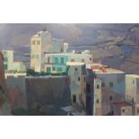 Hugh Micklem oil on board - Otiva, Granada cityscape, signed