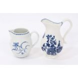Late 18th Century Worcester Blue and White Barrel-Shaped Cream Jug, Narcissus Pattern, and a
