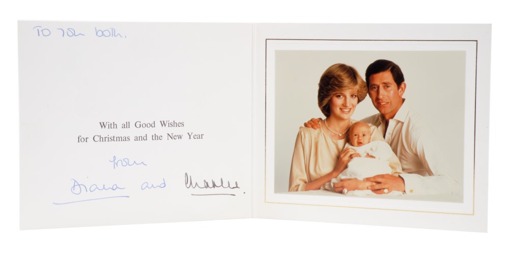 T.R.H. The Prince and Princess of Wales, signed 1982 Christmas card