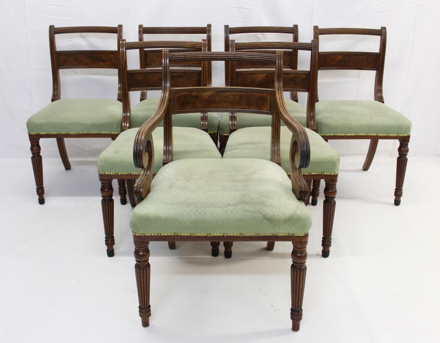 Set of seven William IV mahogany dining chairs