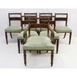 Set of seven William IV mahogany dining chairs