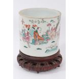 19th century Chinese famille rose brush pot