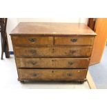Eighteenth century and later walnut and mahogany chest of two short and three long graduated