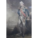 Early 20th century coloured mezzotint - portrait of Nelson, published 1924, indistinctly signed, in