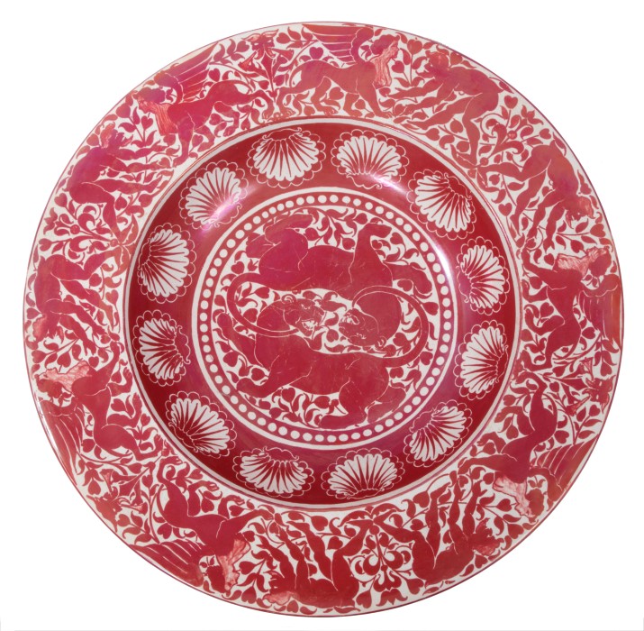 William de Morgan ruby lustre charger/shallow dish