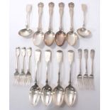 Mixed group of Georgian and later silver flatware