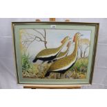 Keith Henderson (1883-1982) oil on board - three African Bustards, signed, in glazed frame, 41cm x