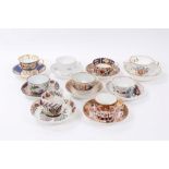 Nine late 18th/early 19th century English tea bowls/cups and saucers, to include examples by