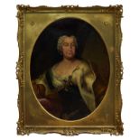 After Frans Van Stampart (1675-1750) oval oil on canvas - portrait of Christine of Brunswick, in