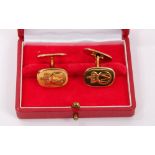 H.M. King Olaf of Norway - pair presentation silver gilt cufflinks