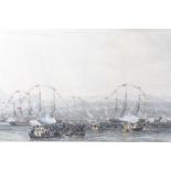 John Christian Schelky aquatint - Arrival of King George in Royal Flotilla