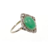 1920s jade and diamond cluster ring