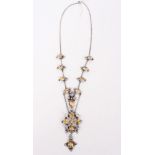 Arts & Crafts style moonstone and citrine necklace