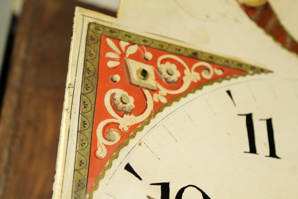 Early 19th Century 30 hour longcase clock, the painted arched dial depicting a hot air ballon, - Image 7 of 12