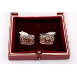 H.M. King Carl XVI Gustaf of Sweden -pair silver and parcel gilt presentation cufflinks