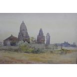 Sir Ernest George (1839-1922) watercolour - Chittoor Sree Krishnaswamy Temple, inscribed, in glazed