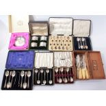 Group silver cased flatware and sundry silver