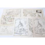 Rigobert Bonne (1727-1795), group or engraved maps of Far Eastern subjects - some hand-coloured,