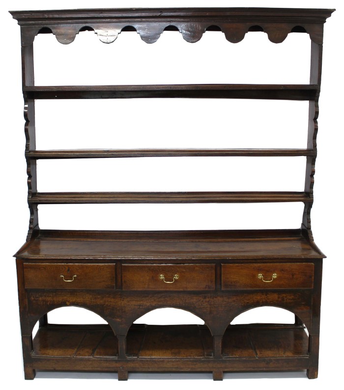 Good George III oak high dresser