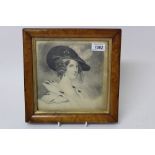 Regency pencil portrait of a young lady, signed and dated verso, M A Baker 1831, in a maple