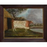 John Miles of Northleach, 1830s oil on canvas - a Durham Short Horn, signed and dated 1836, labels