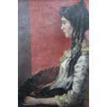 D. Morris, 20th century oil on canvas - The Mantilla, signed, framed, 59cm x 49cm