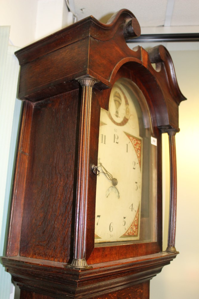 Early 19th Century 30 hour longcase clock, the painted arched dial depicting a hot air ballon, - Image 2 of 12