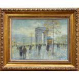 F A Bouvie (20th century) oil on board, L’Arc de Triumph, signed, 30 x 42cm, framed. Provenance: