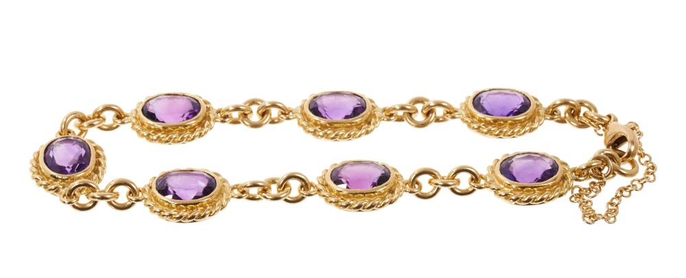 18ct Gold and amethyst bracelet