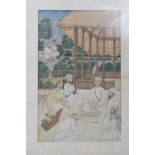 19th century Eastern watercolour and gouache depicting an elder with figures gathered around, 28cm