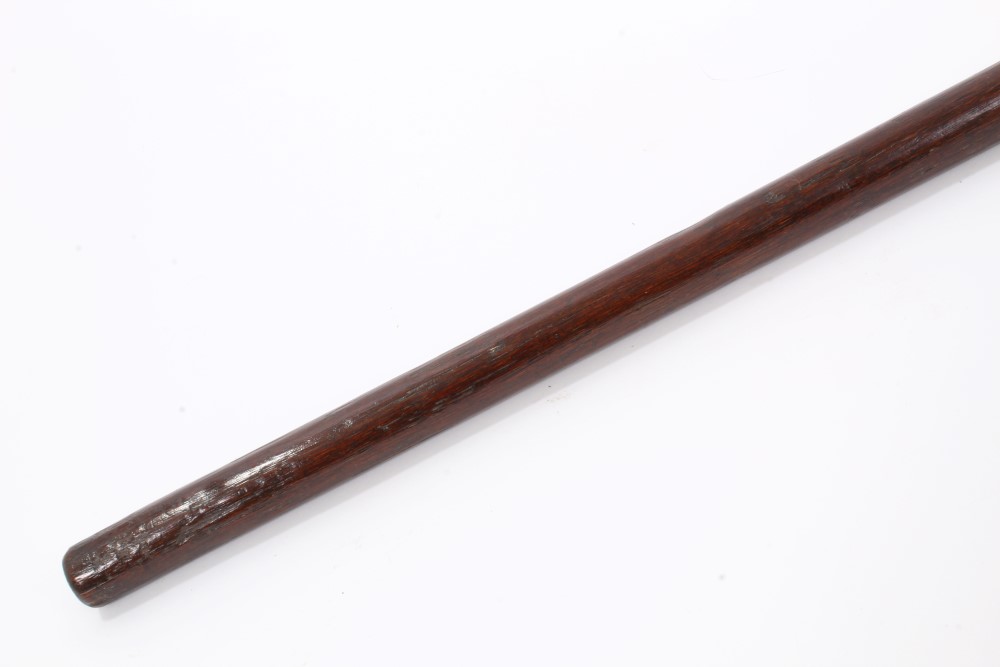 Unusual late 19th century cudgel stick with bulbous handle shaft carved with initial C.B., 93cm - Image 6 of 6