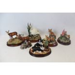 Group of Seven Border Fine Arts Sculptures to include Swans, Foxes and Stags (all boxed)