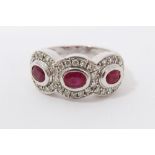 White gold 9ct synthetic ruby and diamond ring