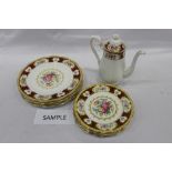 Royal Albert 'Lady Hamilton' pattern part tea and coffee service, to include coffee pot, 6 coffee