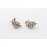 Pair gold 9ct diamond cluster earrings