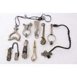 Collection of 8 antique Victorian and later ladies' skirt lifters, including a 'Wright Eureka'