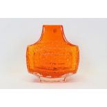 Whitefriars TV vase in Tangerine Orange, designed by Geoffrey Baxter, 18cm in height