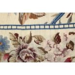 Large pair of good quality hand stitched needlepoint Roman blinds with floral decoration